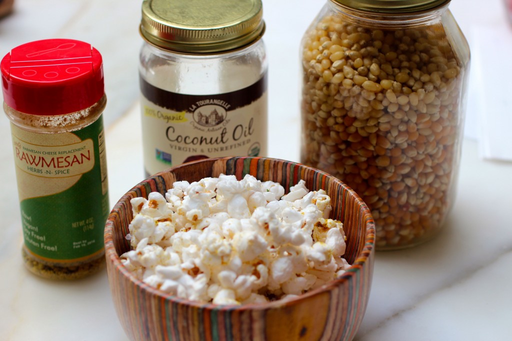 healthy popcorn, popcorn with coconut oil