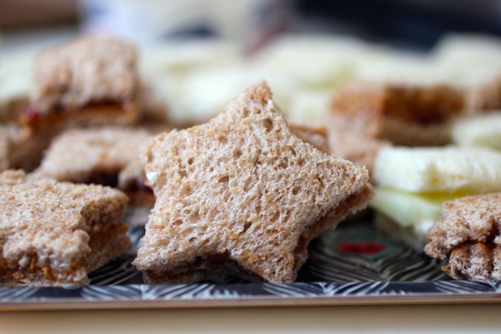 sandwiches with cookie cutters, fairy tea party