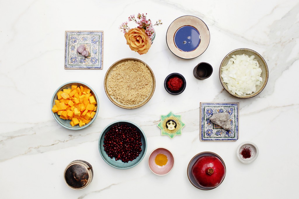 Persian recipes, Pomegranate walnut stew, shiva rose