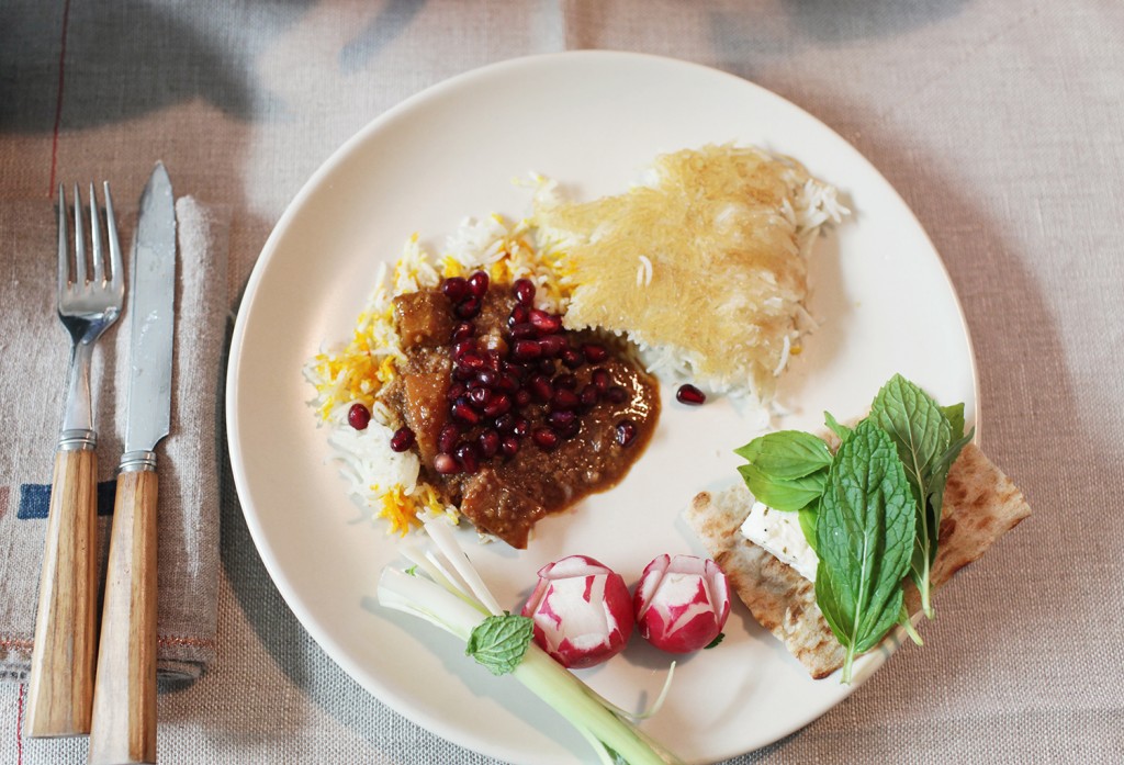 pomegranate walnut stew, shiva rose